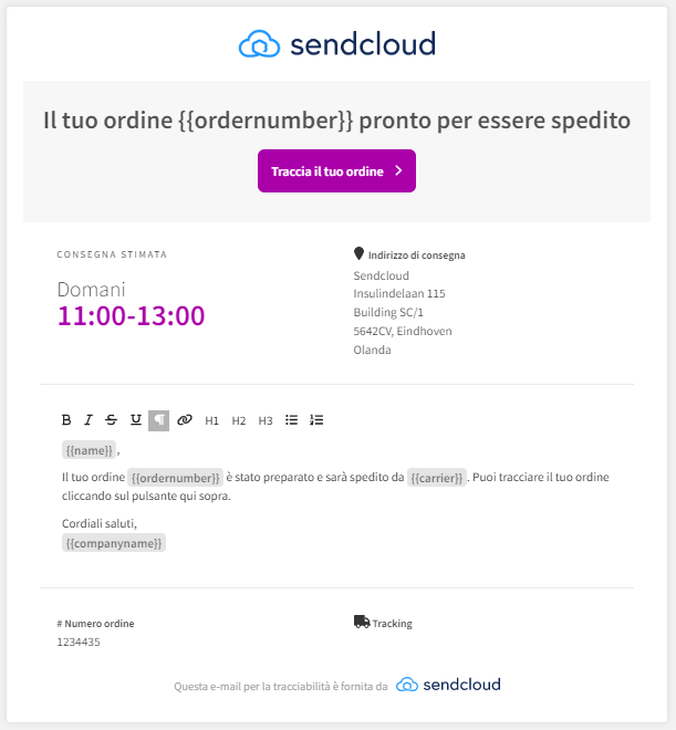 Personalizza Le Tue E-mail Di Tracking – Sendcloud Help Center